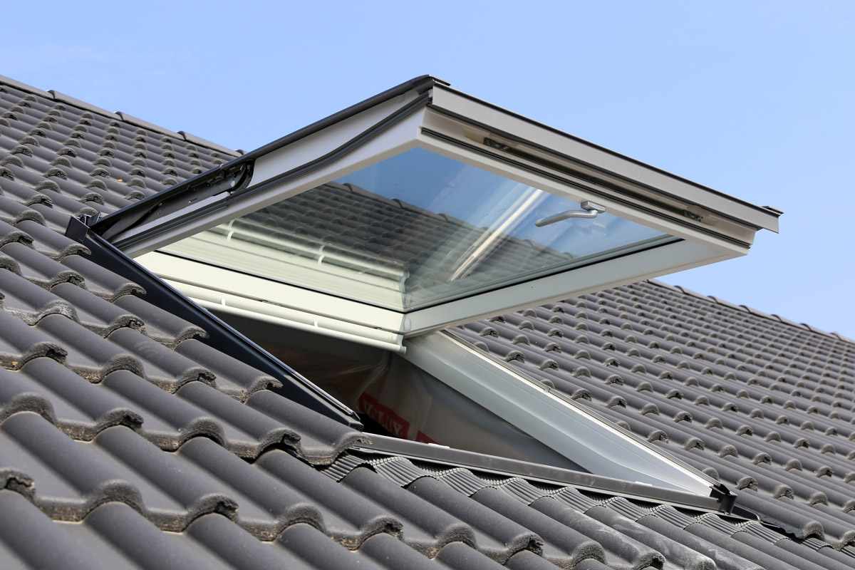 A skylight on a roof.